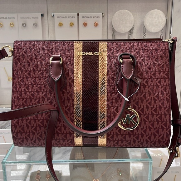 Michael Kors Sheila Medium Signature Logo and Metallic Satchel Crossbody… - Picture 10 of 16